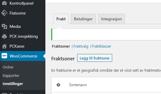 innstillinger woocommerce kunde pck