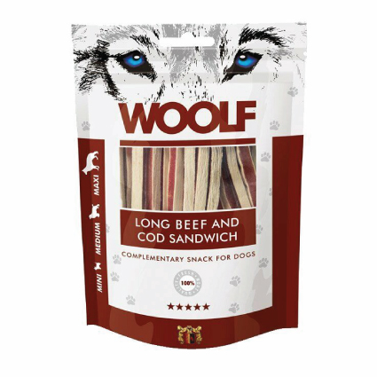 Woolf Long Beef And Cod Sandwich 100G