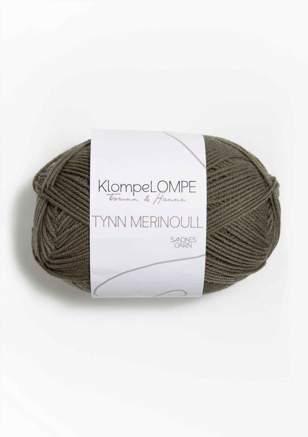 9851 KlompeLompe Tynn Merinoull - lys støva oliven