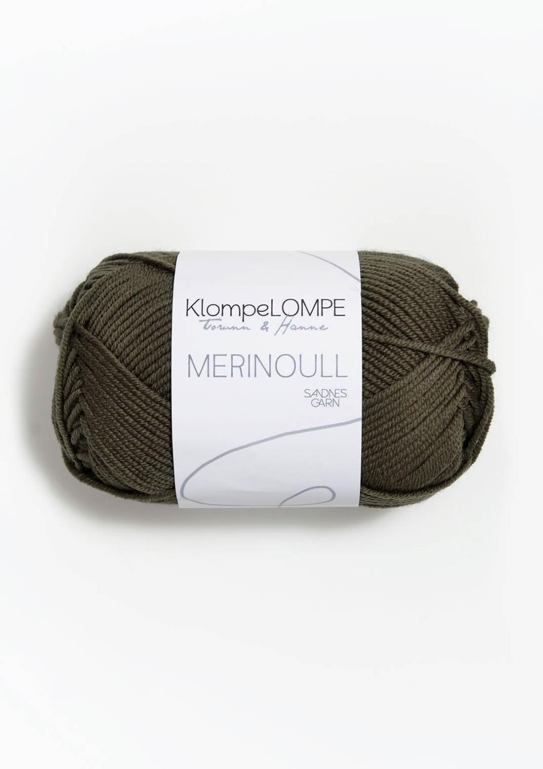 9871 KlompeLompe Merinoull - mørk støva oliven