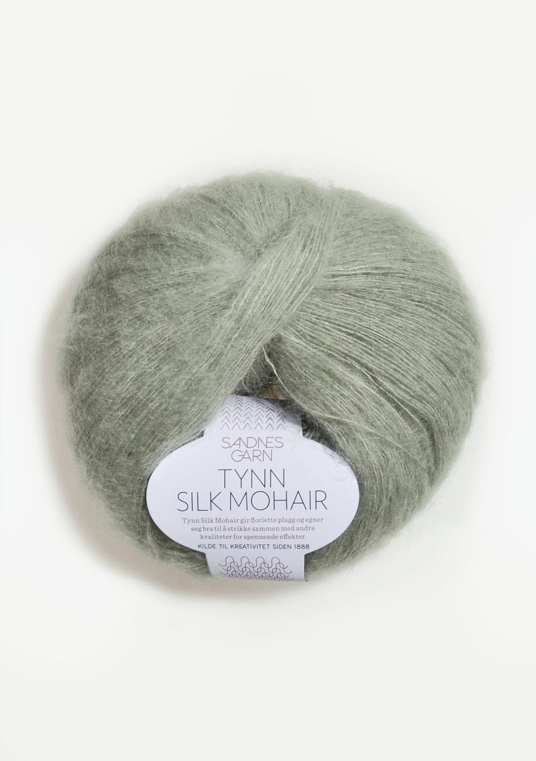 8521 Tynn Silk Mohair - støvet lys grønn