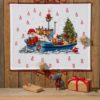 Julenissen i båt, adventskalender 58x48cm