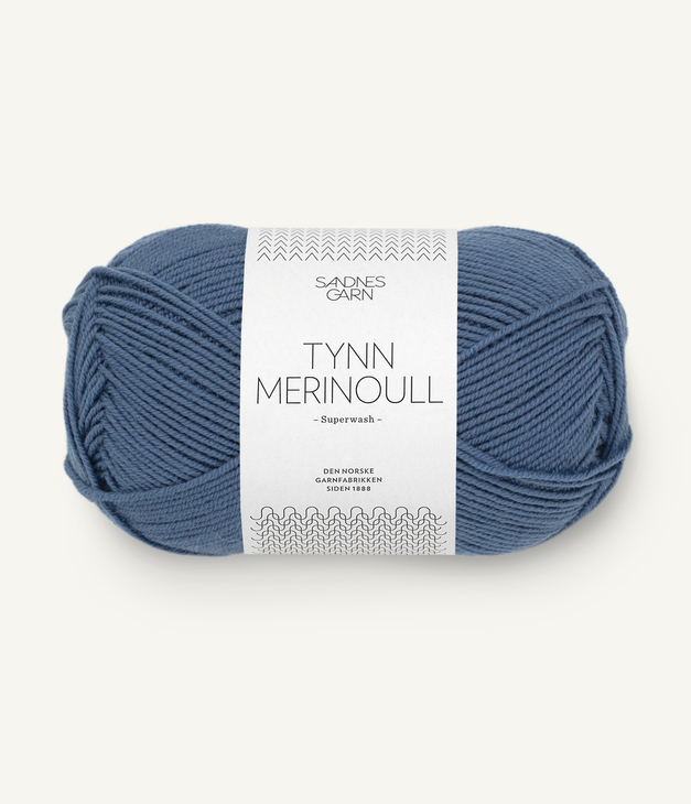 6052 Tynn Merinoull - jeansblå