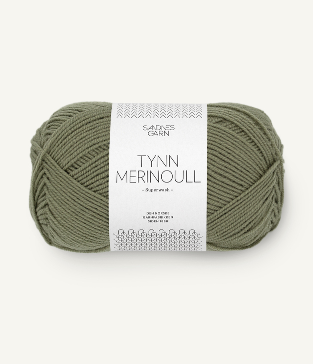 9551 Tynn Merinoull - støvet mosegrønn