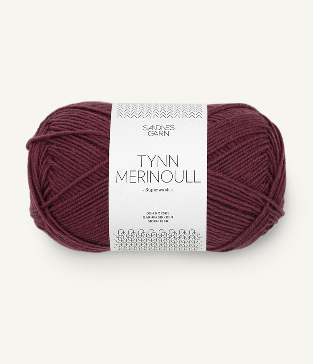 4363 Tynn Merinoull - vinrød