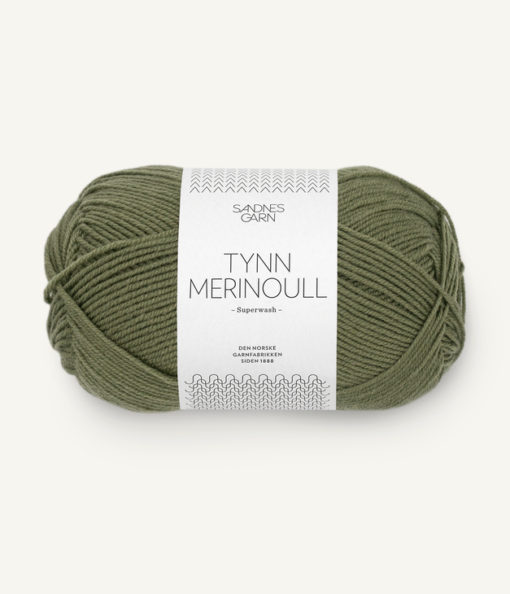 9062 Tynn Merinoull - olivengrønn