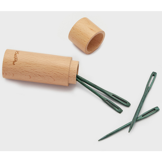 Teal wooden darning needles