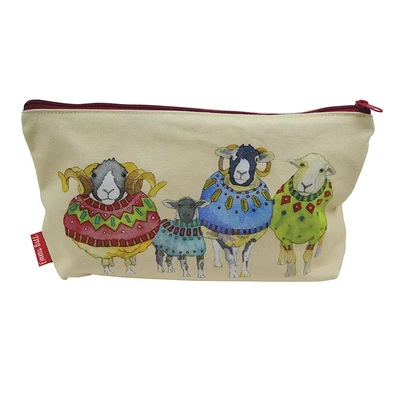 Zipped pouch - sheep in sweaters