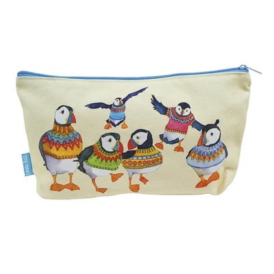 Zipped pouch - wooly puffins