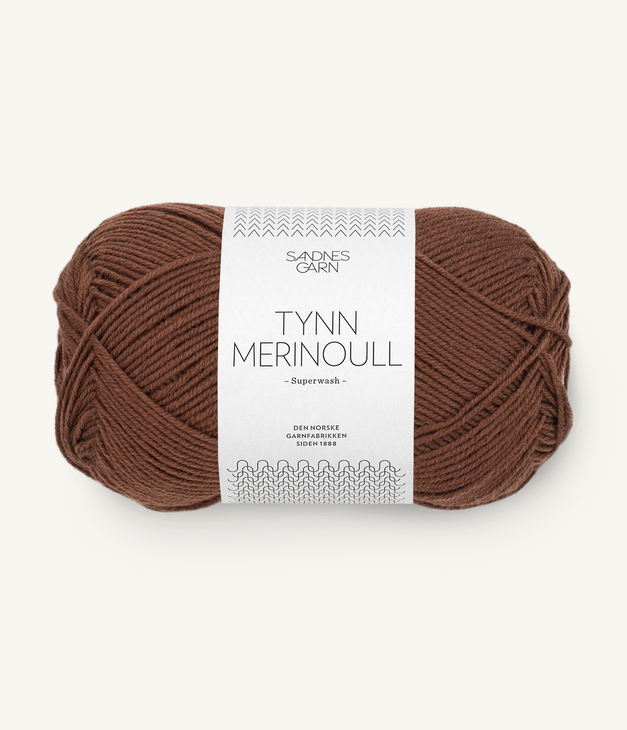 3073 Tynn Merinoull - varm brun