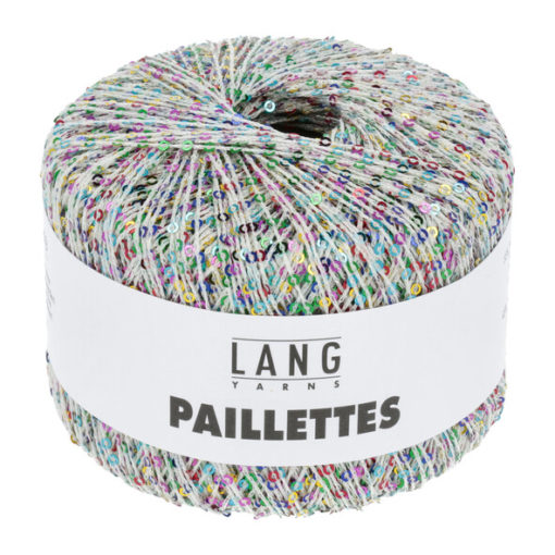 101 Paillettes - hvit m/regnbuefargede paljetter