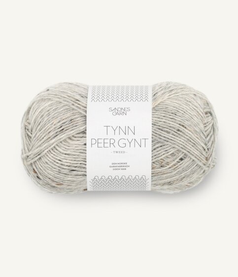 1034 Tynn Peer Gynt - lys gråmelert med natur tweed
