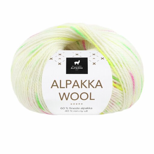 569 Alpakka Wool - hvit/neon print