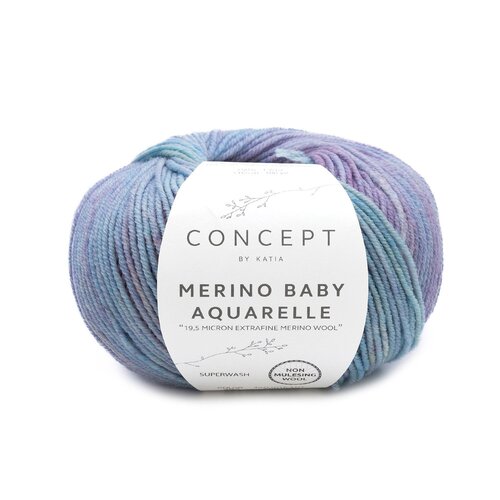 362 Merino Baby Aquarelle - lilac/water blue/mustard