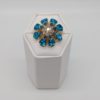 Blingknapp 26mm, blomst turkis