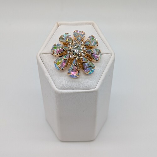 Blingknapp 26mm, blomst multicolor