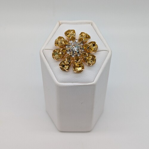 Blingknapp 26mm, blomst lys gul