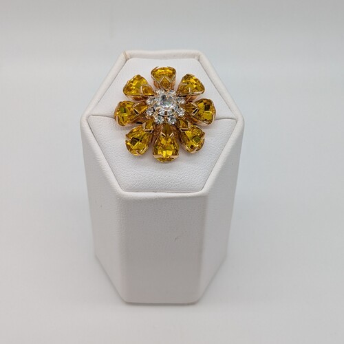 Blingknapp 26mm, blomst sennep