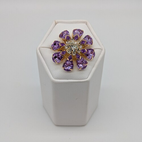 Blingknapp 26mm, blomst lys lilla