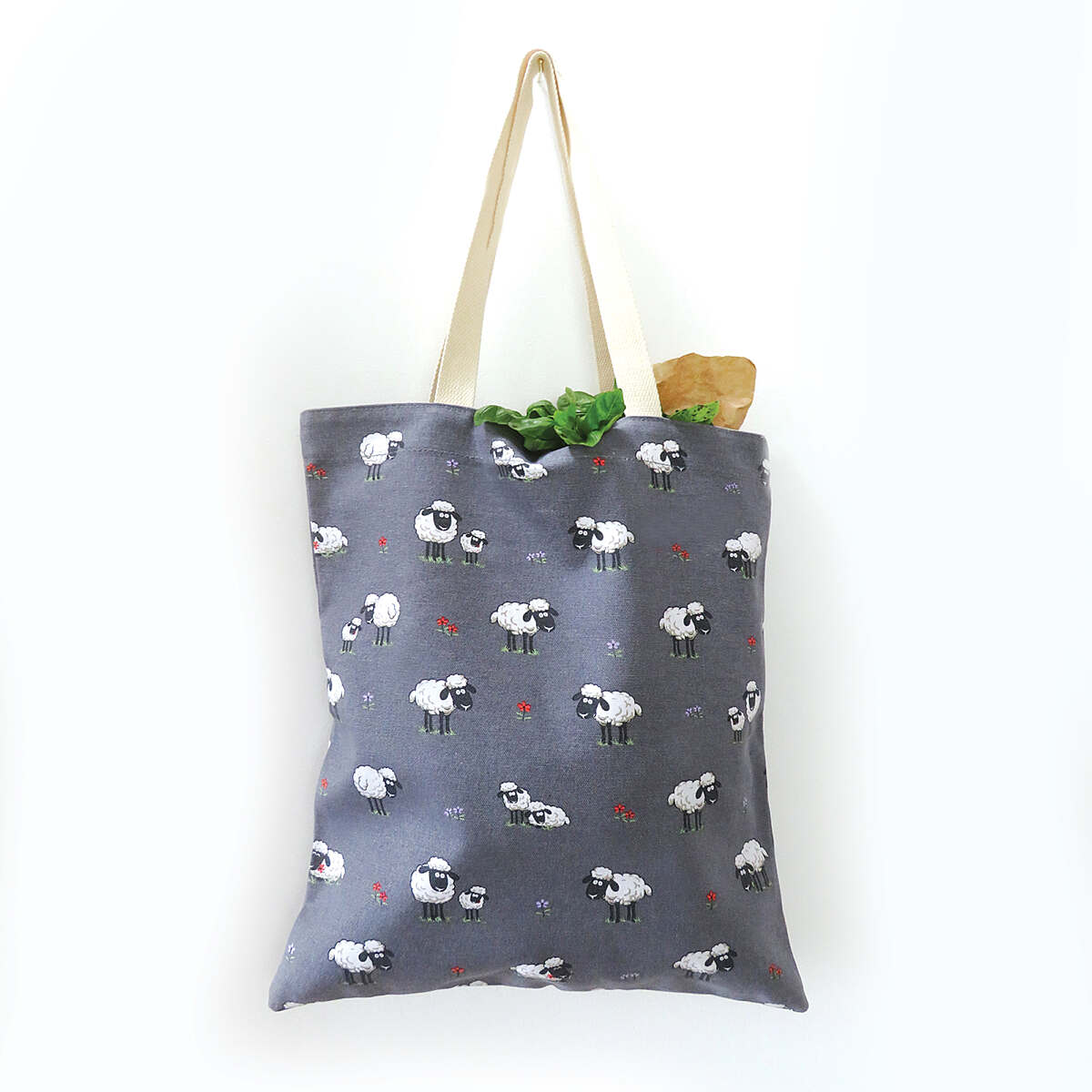 Fluffy flock totebag, grå