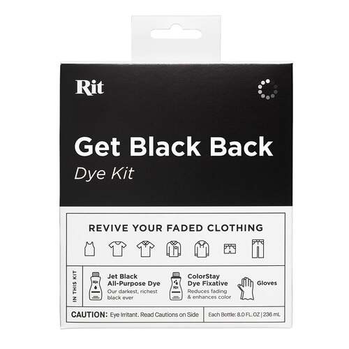 Rit flytende tekstilfarge kit, get black back