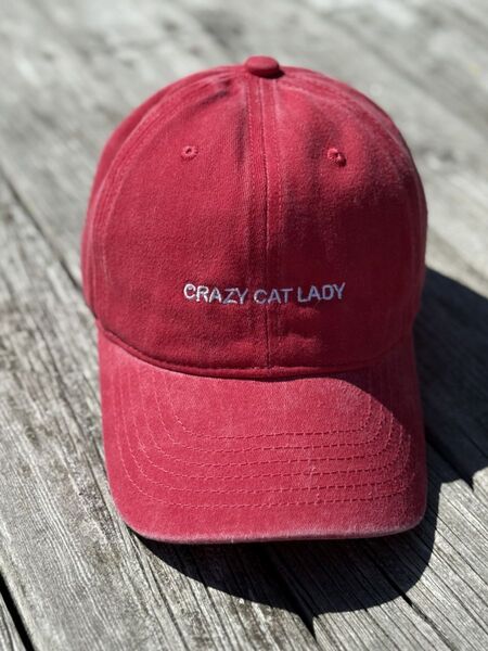 Caps - crazy cat lady, rød