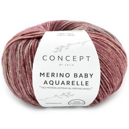 363 Merino Baby Aquarelle - rose/khaki/beige