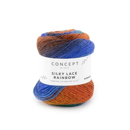 300 Silky Lace Rainbow - blue/rust/ochre