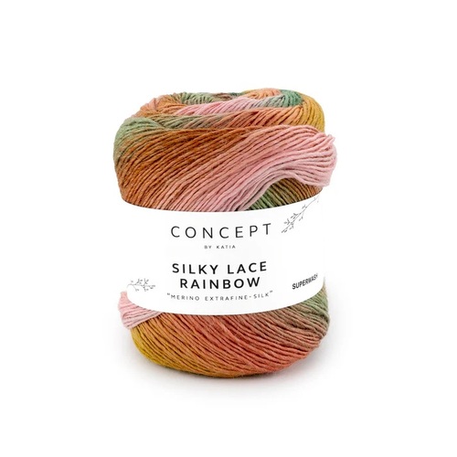 304 Silky Lace Rainbow - rose/water blue/ochre