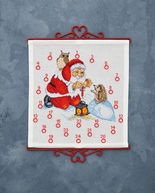 Julenisse og pinnsvin, adventskalender 35x38cm