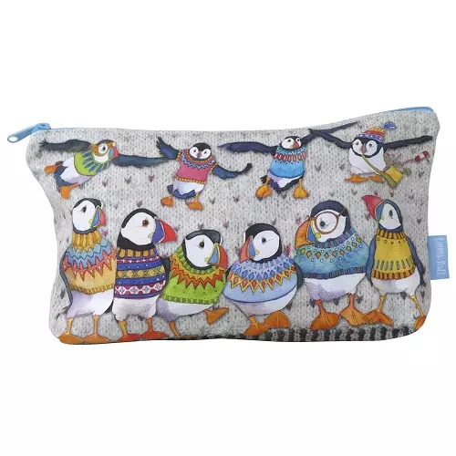 Zipped pouch - woolly puffins