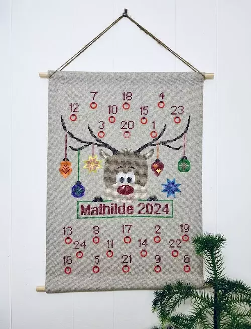 Jul med Rudolf, adventskalender 38x56cm