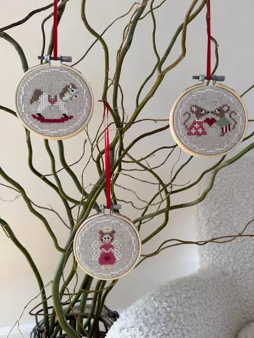 Klassisk juleoppheng, bilde 3pk Ø 9cm