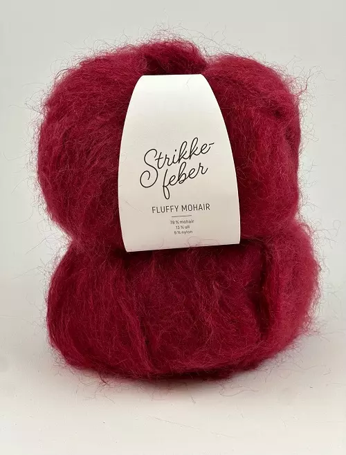 165 Fluffy Mohair - vinrød