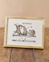 Musikkdyr fødselsbilde, bilde 24x18cm