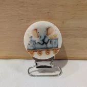 Seleklips sølv 25mm, tog m/elefant