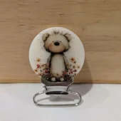 Seleklips sølv 25mm, bamse