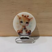 Seleklips sølv 25mm, sjiraff