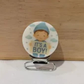 Seleklips sølv 25mm, it's a boy