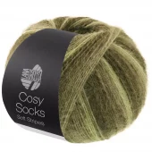 107 Cosy Socks soft stripes - oliven/lys grønn