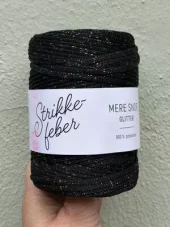 16 Mere snor glitter - sort m/flerfarget