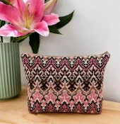 Pink flora clutch m/bund, ca 28x18x6cm