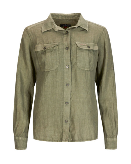 Amundsen Safari G.Dyed Linen Shirt - Olive Ash W
