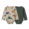 Liewood Yanni Baby Printed Body 2pk - Dinosaurs/mist