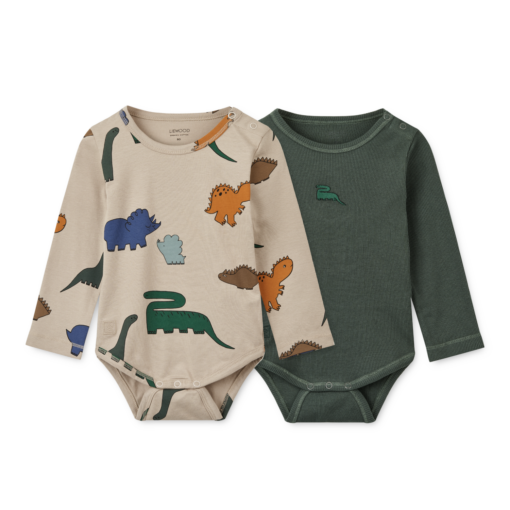 Liewood Yanni Baby Printed Body 2pk - Dinosaurs/mist