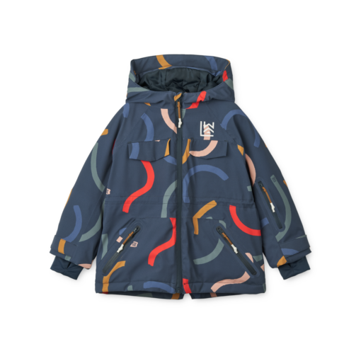 Liewood Kalle Snow Jacket - Grapic Swirls/Classic navy