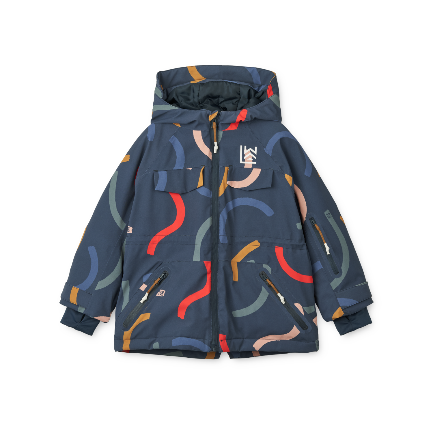 Liewood Kalle Snow Jacket - Grapic Swirls/Classic navy