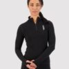 Mons Royale Cascade Merino Flex 200 1/4 Zip W - Black