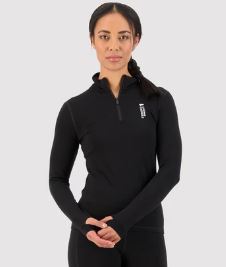 Mons Royale Cascade Merino Flex 200 1/4 Zip W - Black