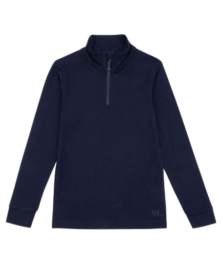 Woolland Sarpsborg Half Zip Top Kids - Blue Ink